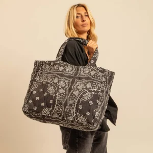 Sac cabas Philadelphie 2 noir bandana femme – Aokyanos | Sac à main élégant et confortable