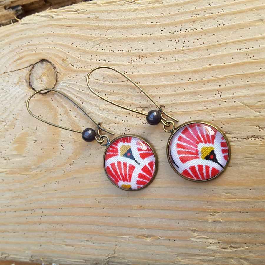 Boucles d&rsquo;oreilles en tissu japonais – Image 4