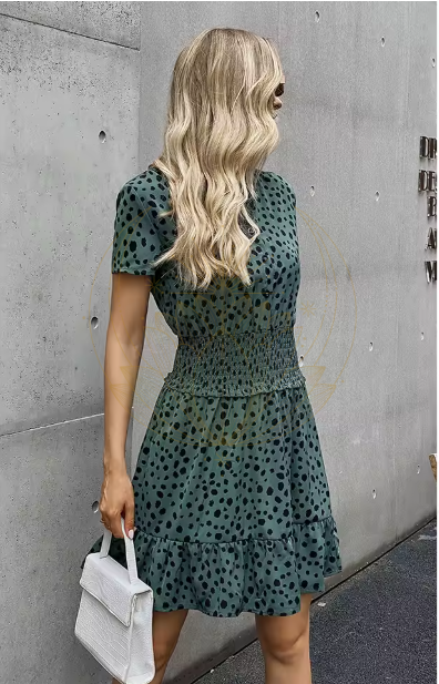 Robe verte estivale bohème à pois – Image 4
