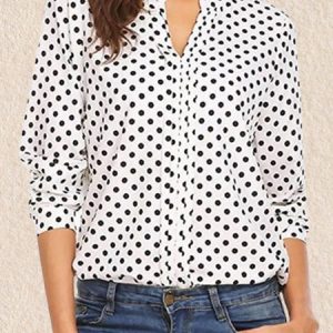 Chemisier blanc à pois noir