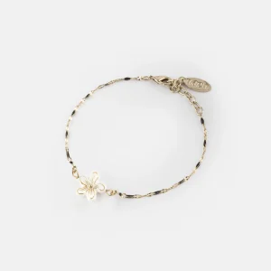 Bracelet perles et fleur blanches