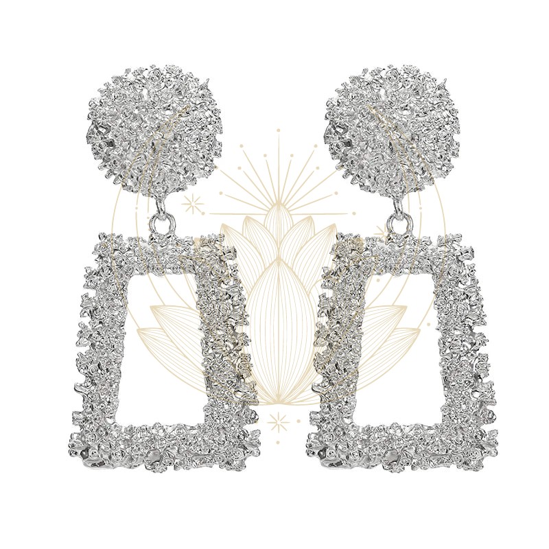 Grosses Boucles d’Oreilles Géométriques Rectangle – Image 2