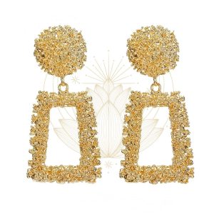 Grosses Boucles d&rsquo;Oreilles Géométriques Rectangle