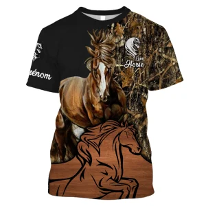 Amoureux des Chevaux, Chevaux Passion, 3D All-Over Tee Shirt Personnalisé, Cadeau pour Homme Femme, Enfant qui Aime Les Chevaux- CTS07052208