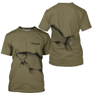 Veste et T-shirts de pêche personnalisés – Design Carpe – Confort et style pour passionnés - A10092405