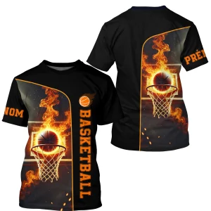 Sweatshirt & T-shirt Basketball Personnalisé - Design Flamme | Hoodie & Maillot Sport Unisexe - A16012501