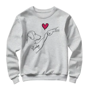 🐾 T-shirt, Sweatshirt & Hoodie Personnalisés Chien – Design Minimaliste & Cœur ❤️ | Coton Premium | Noir, Gris, Marine, Beige 🐶✨ - A28122402