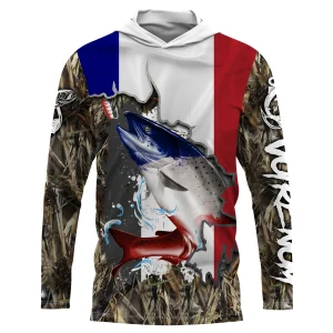 Pêche Du Saumon À La Cuillière, Cadeau Pour Pêcheur, Camouflage, Drapeau France, Personnaliser - VEPESA003