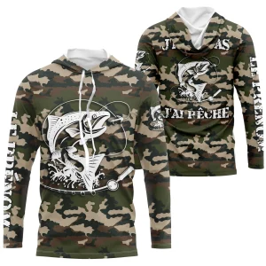 Tee Shirt Humour Pêche du Saumon, Cadeau Original Pêcheur, Camouflage pour la Pêche, Tee shirt Personnalisé, J'peux Pas J'ai Pêche - CTS26042215