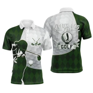 Alpenext Polo de Golf, Polo de Sport Manches Longues Homme Femme, Vert Forêt, Motif Balle de Golf, Golfeur, Golfeuse, J'peux Pas, J'ai Golf - CT03062227