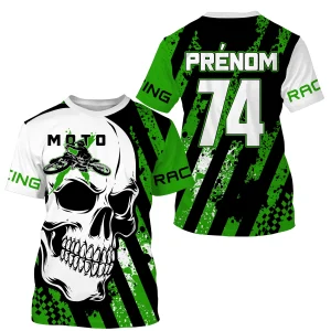 Maillot Cross Anti-UV Numéro Et Nom Personnalisé, Crâne MX Vert Camo Dirt Bike, Moto Tout-Terrain - CT17122232