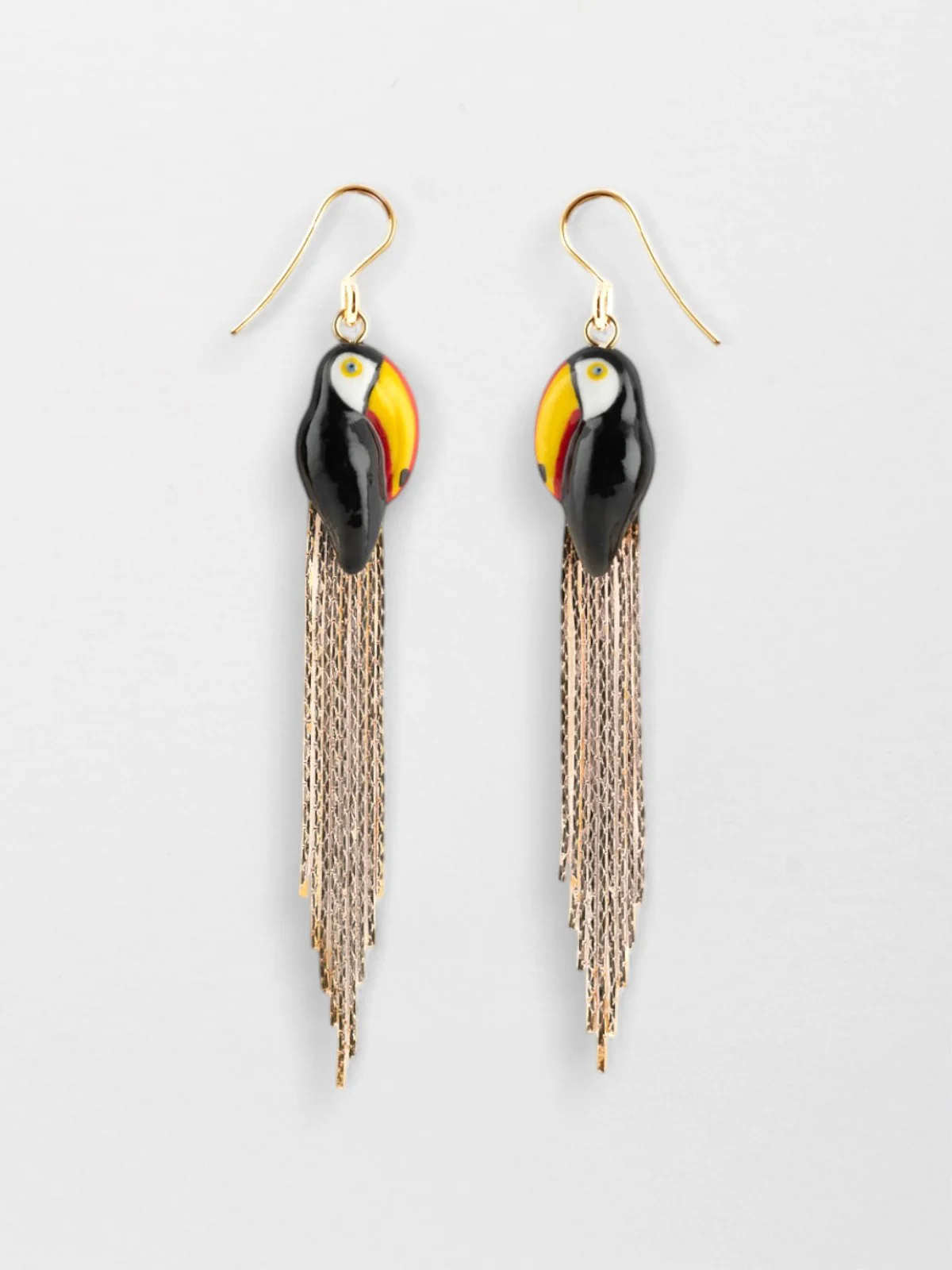 Boucles d'oreilles toucan à franges