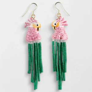 Boucles d'oreilles cacatoès et perles