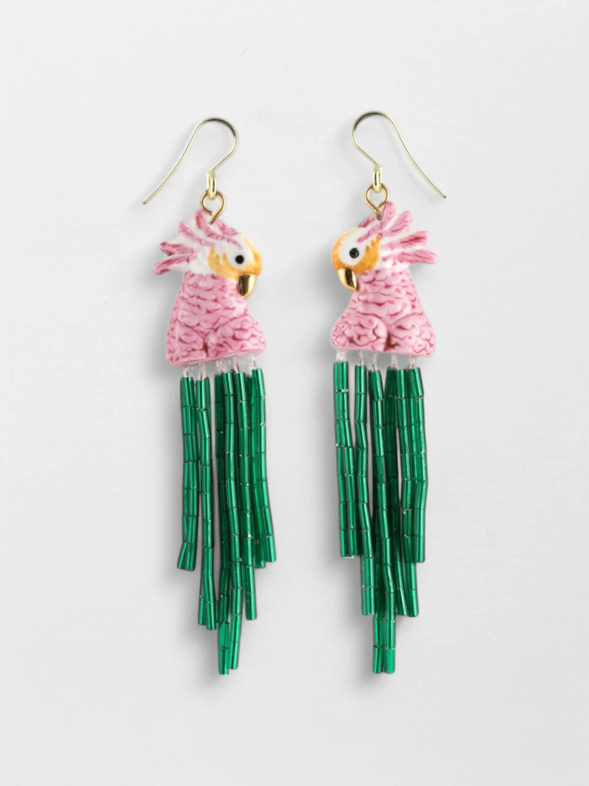 Boucles d'oreilles cacatoès et perles