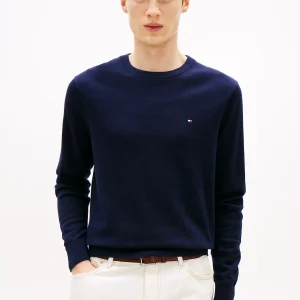 Pull Homme Bleu Marine Col O Tommy Hilfiger – Tricot Hiver, Tailles XS à 3XL, Urban Chic