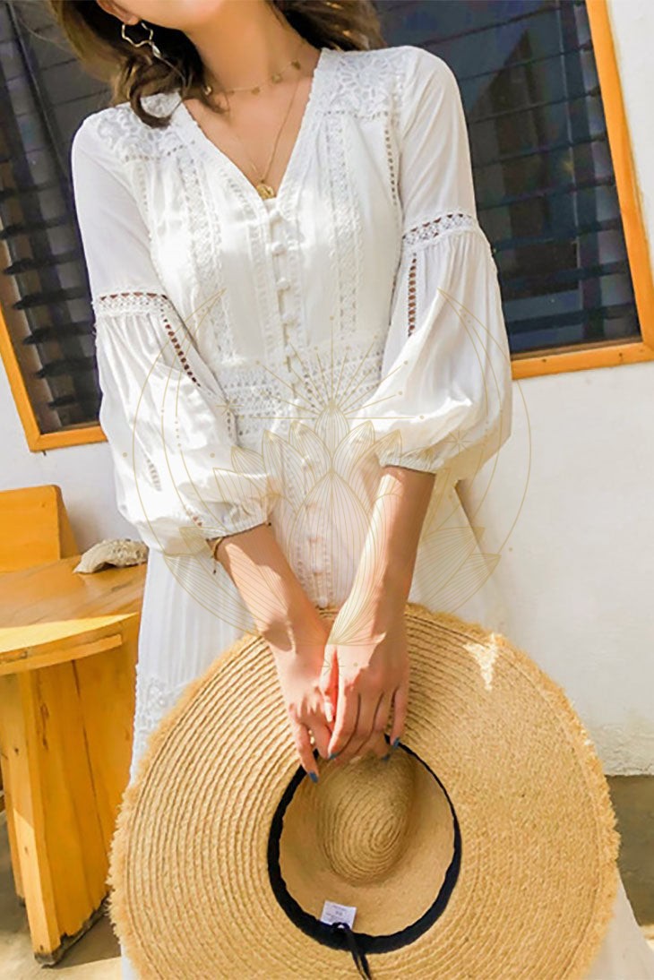 Robe de Mariage Bohème Blanche en Dentelle – Aliénor – Image 4