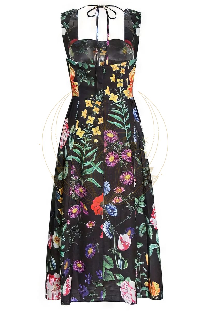 Robe Bohème Col Carré Fleurs Exotiques – Image 5