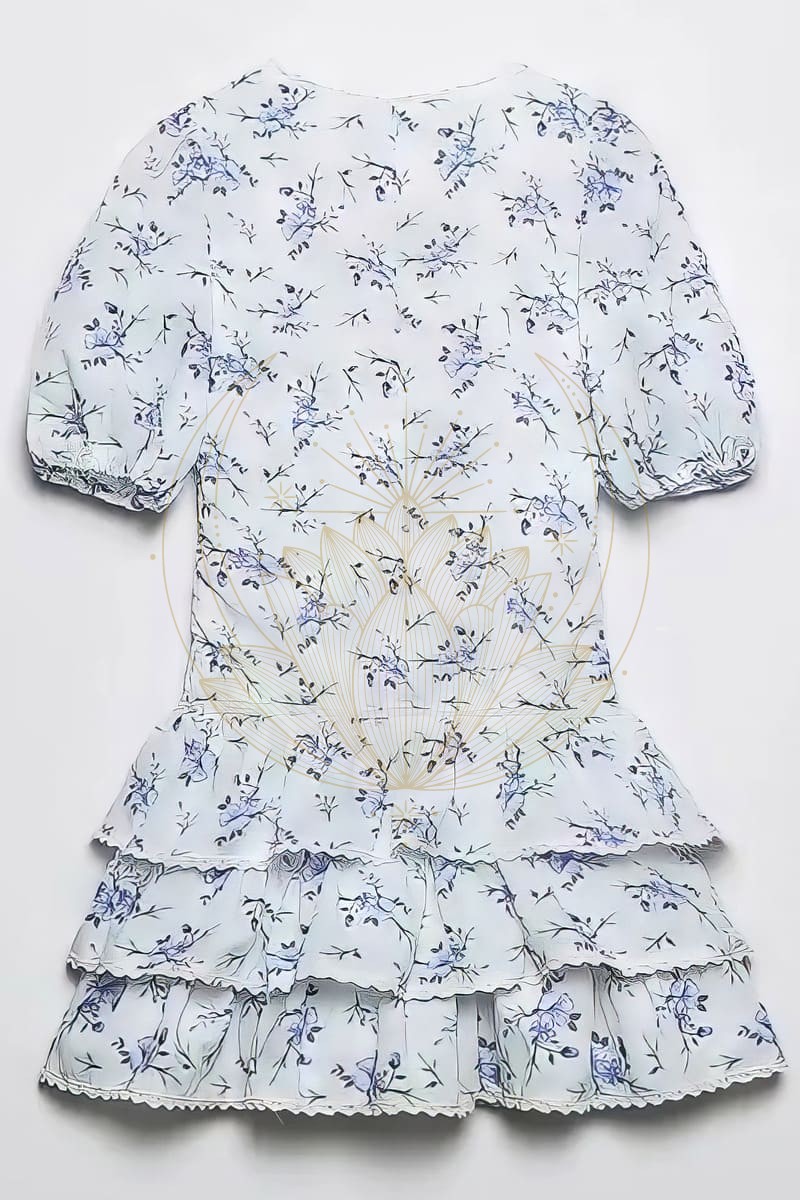 Robe Bohème Courte Volantée à Encolure en V – Image 5