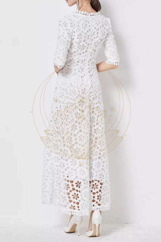 Robe Bohème Longue Dentelle Blanche – Octavia – Image 3