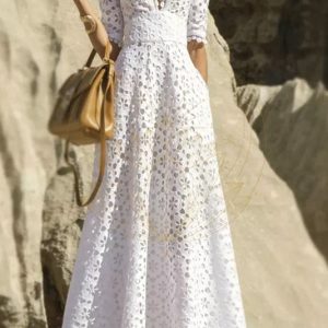 Robe Bohème Longue Dentelle Blanche – Octavia