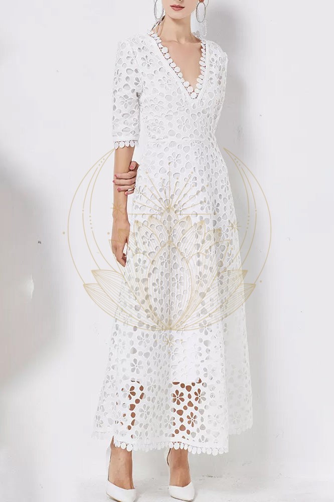 Robe Bohème Longue Dentelle Blanche – Octavia – Image 7