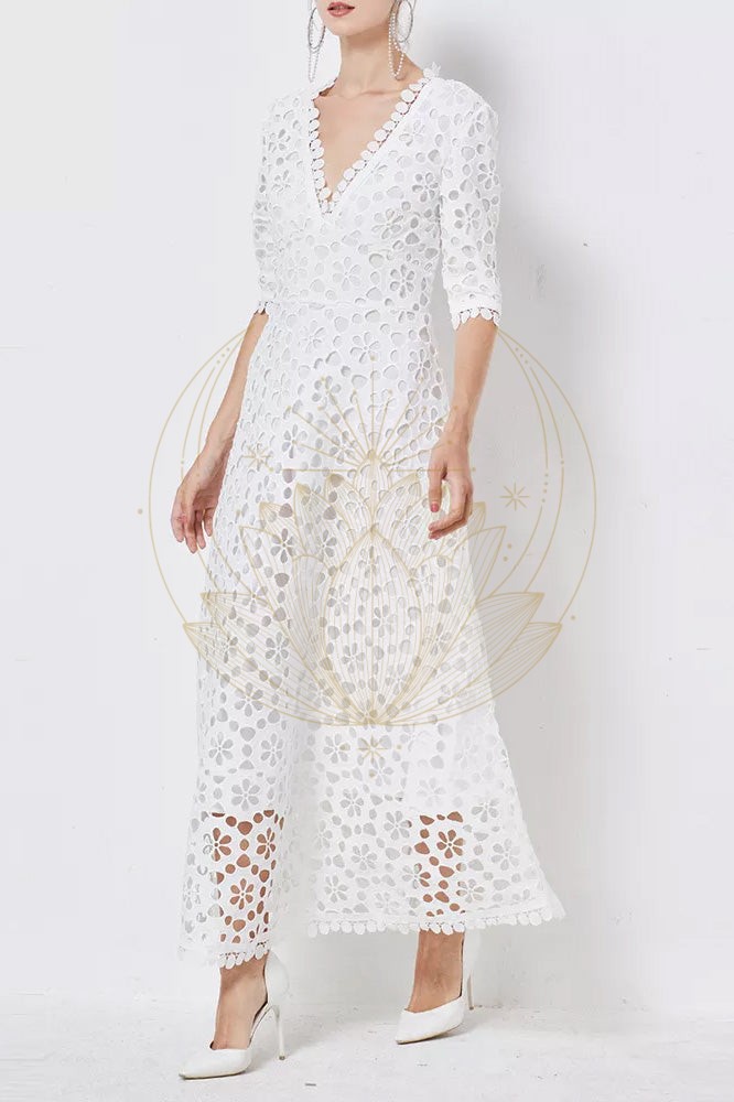 Robe Bohème Longue Dentelle Blanche – Octavia – Image 2