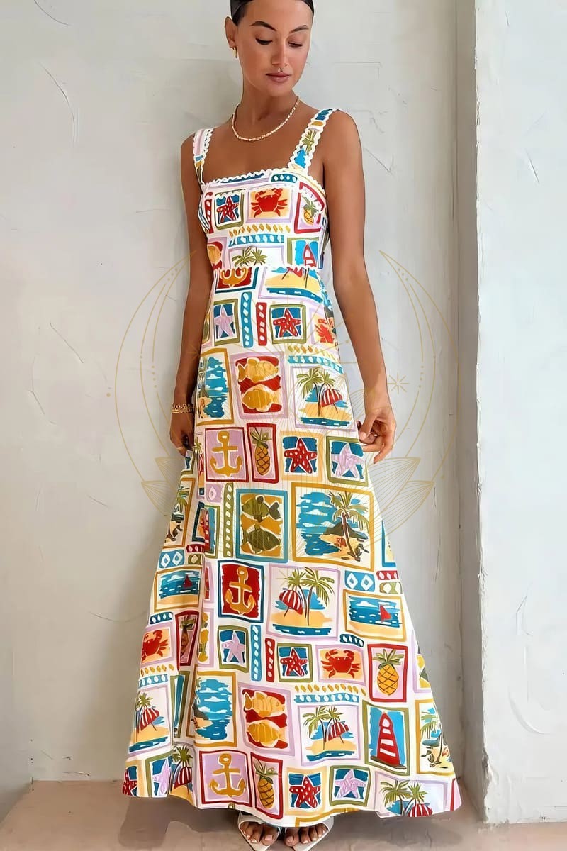 Robe Bohème Motifs Bord de Mer