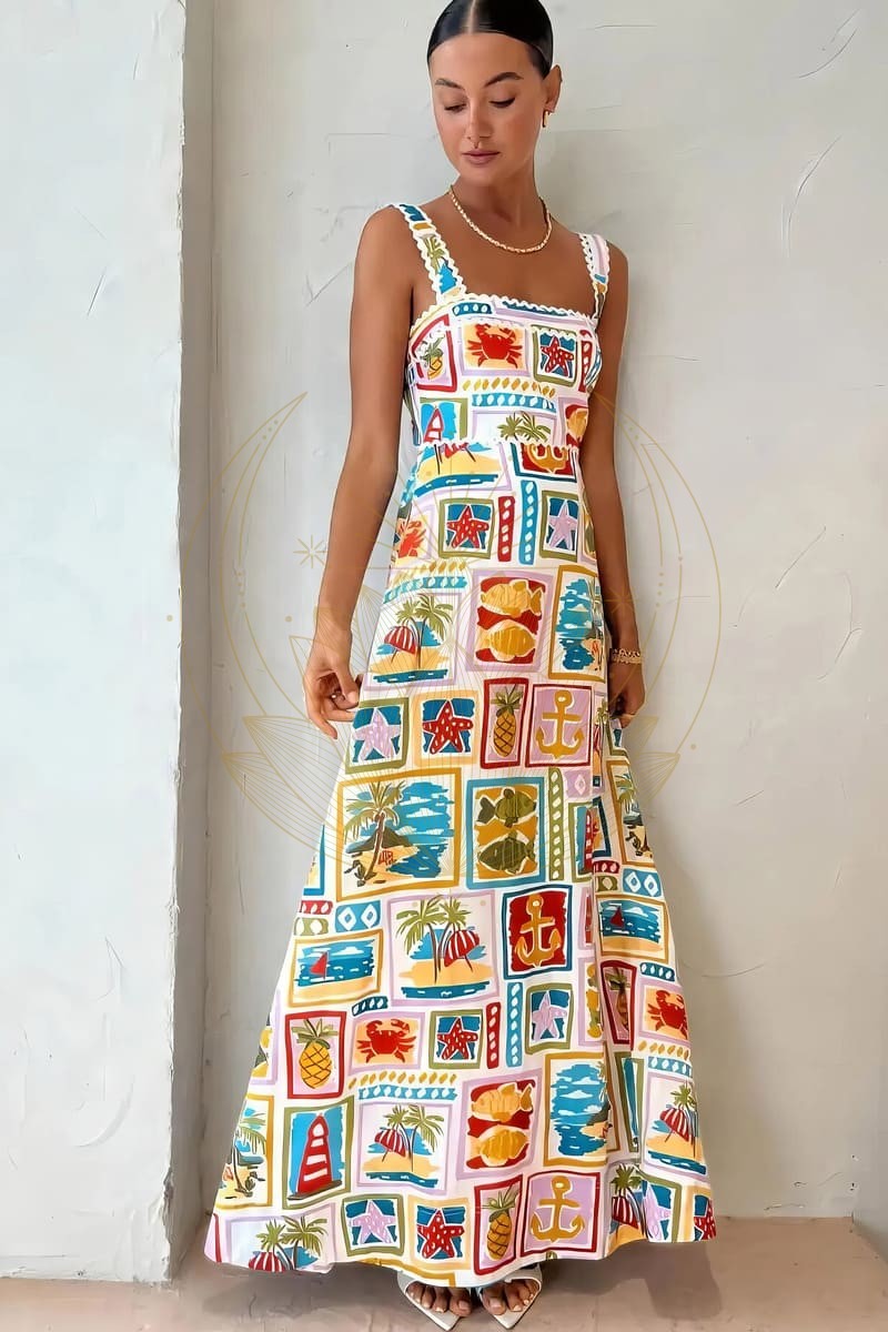 Robe Bohème Motifs Bord de Mer – Image 2