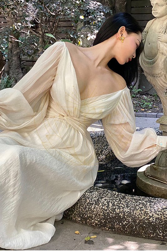 Robe Bohème Plissée Beige – Honorine – Image 5