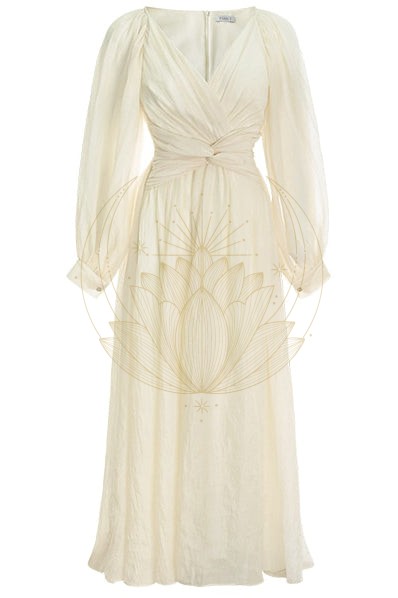 Robe Bohème Plissée Beige – Honorine – Image 6