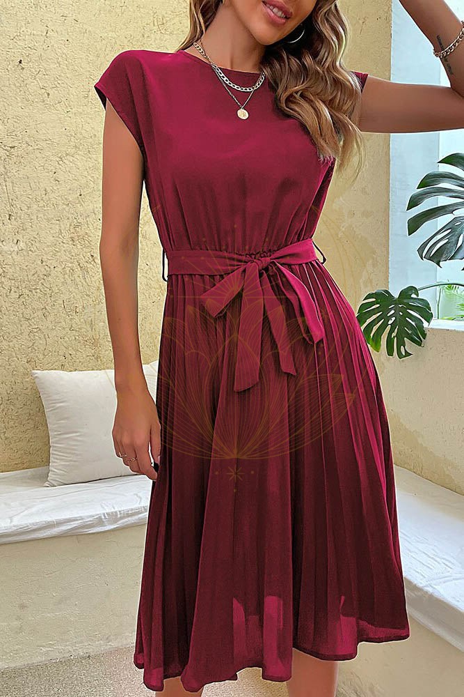 Robe Bohème Plissée Unie – Swann – Image 8