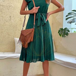 Robe Bohème Plissée Unie – Swann