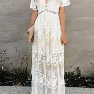 Robe Longue Blanche Bohème Chic – Angéline