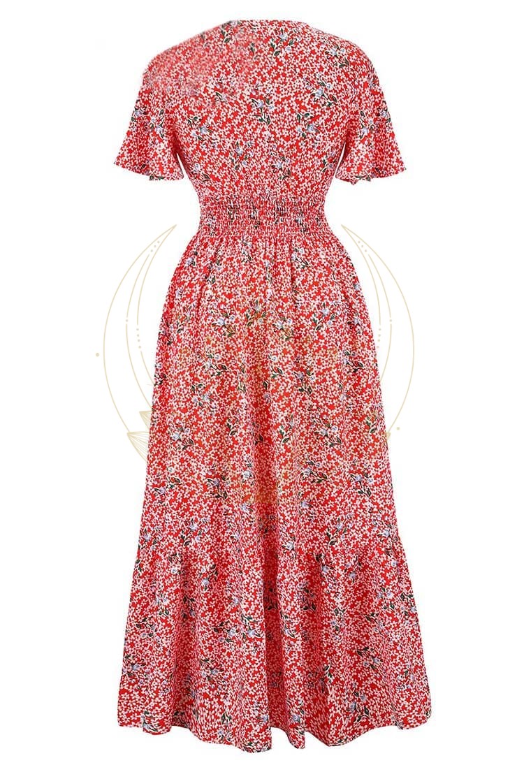 Robe Longue Bohème Chic Rouge – Image 3