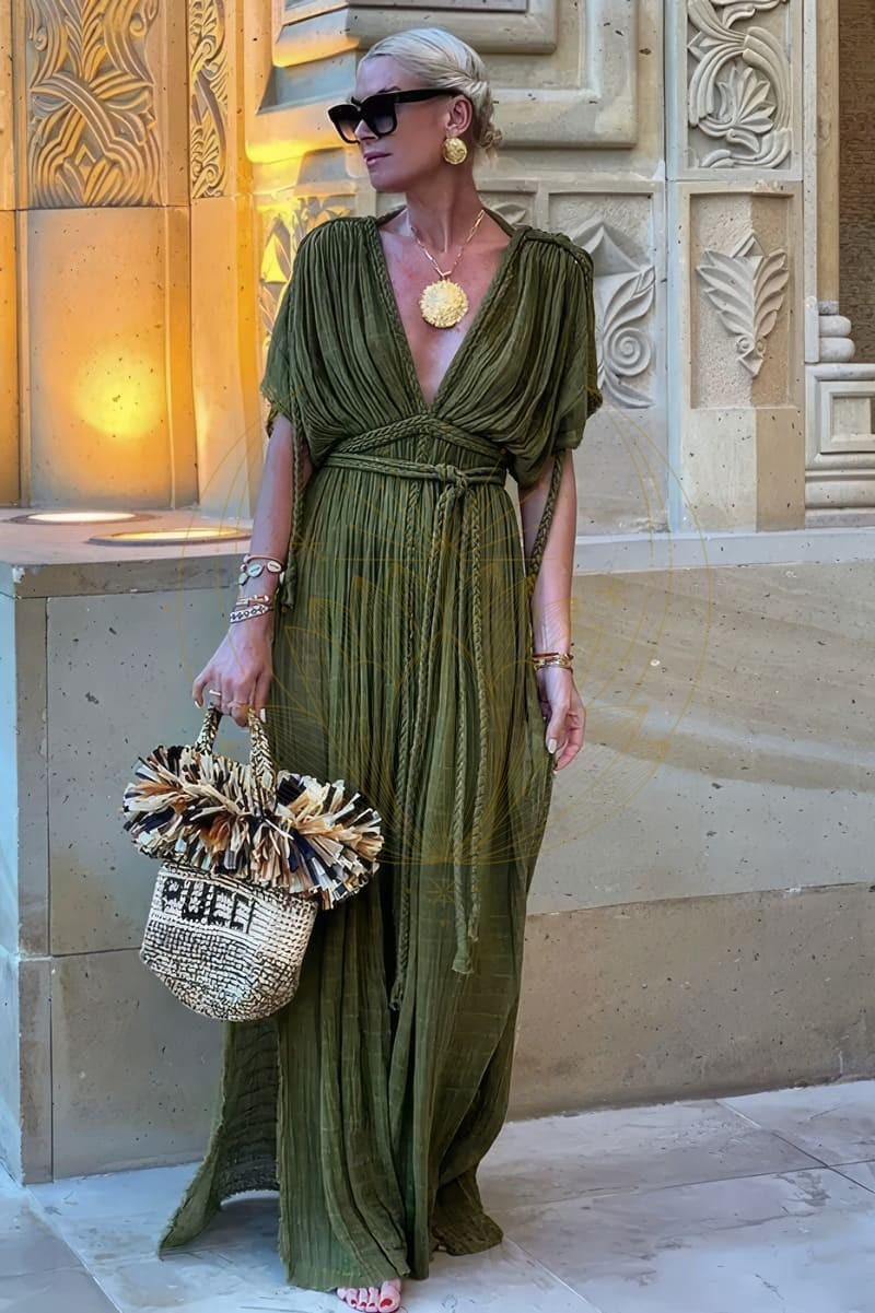 Robe Longue Bohème Chic Verte – Toscane