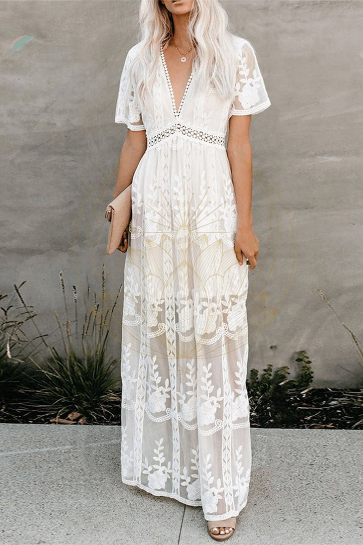 Robe Longue Bohème Noire en Dentelle – Hanaé – Image 3