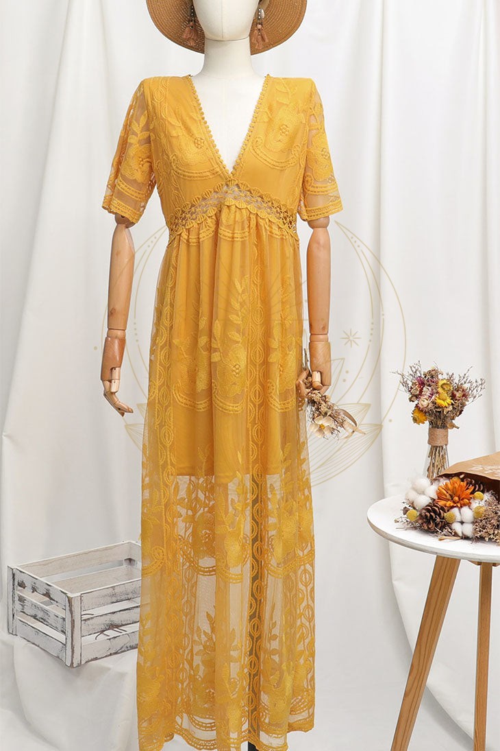 Robe Longue Bohème Noire en Dentelle – Hanaé – Image 4