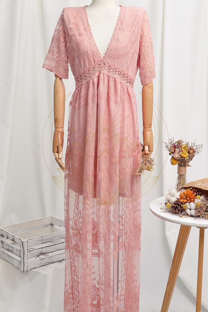 Robe Longue Bohème Noire en Dentelle – Hanaé – Image 6