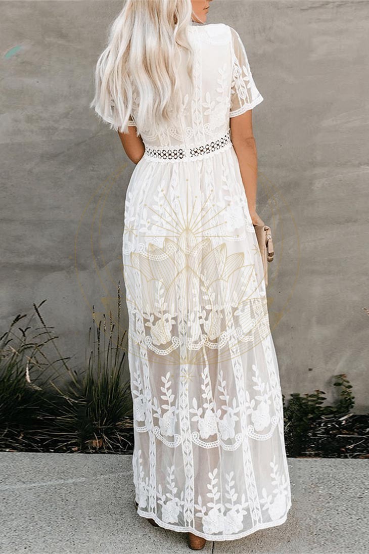 Robe Longue Bohème Noire en Dentelle – Hanaé – Image 9