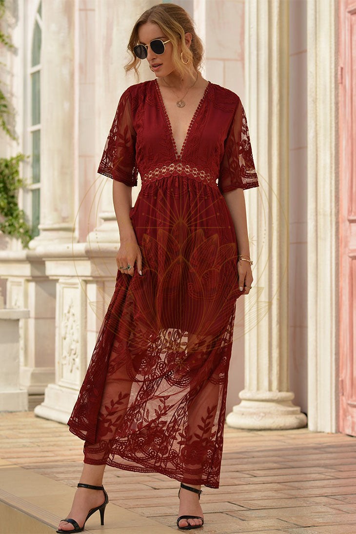 Robe Longue Bohème Noire en Dentelle – Hanaé – Image 5