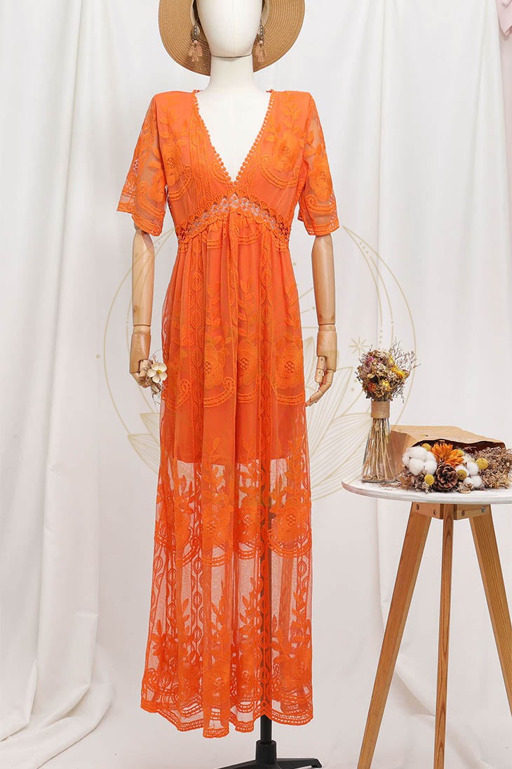 Robe Longue Bohème Noire en Dentelle – Hanaé – Image 7