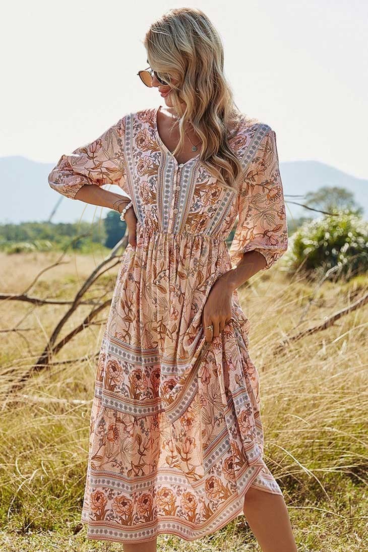 Robe Longue Bohème Vieux Rose – Effie – Image 6