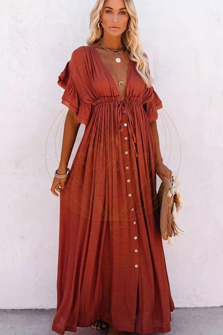 Robe Longue Terracotta Bohème – Dolorès