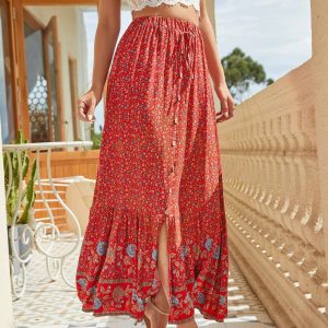 Jupe Longue Bohème Rouge