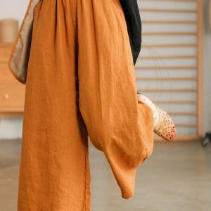 Pantalon Large en Lin Terracotta