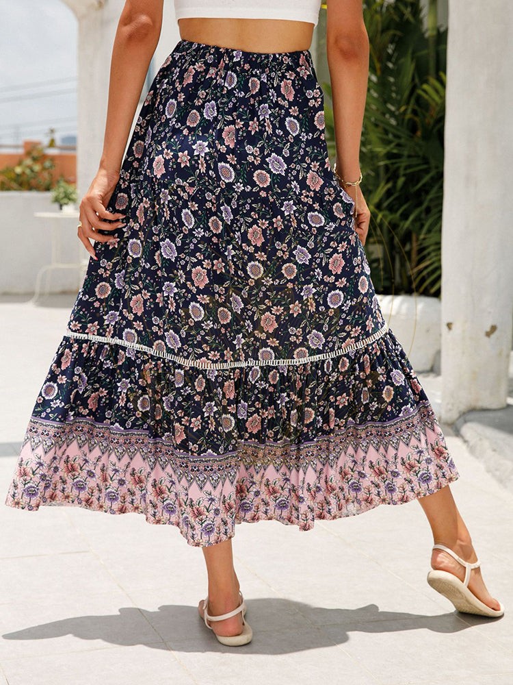 Jupe Longue Bohème Fleurie Foncée – Image 5