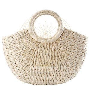 Sac Panier Osier Rond Beige