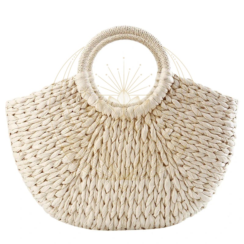 Sac Panier Osier Rond Beige