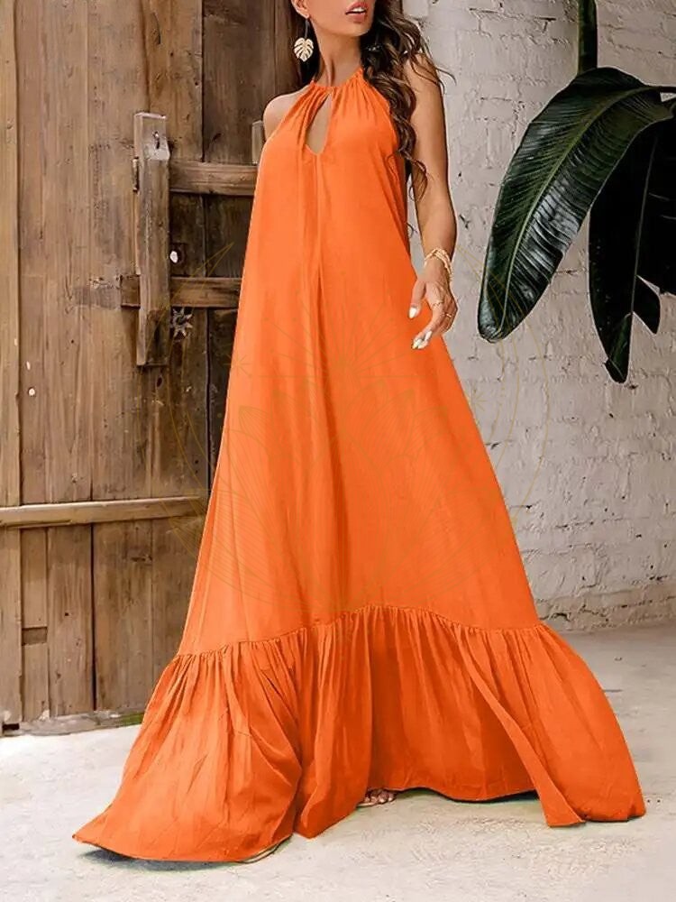 Robe Boho Longue Volants Rose – Image 3