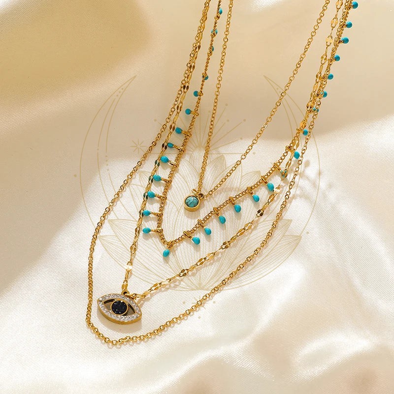 Collier Bohème Turquoise Œil – Image 4